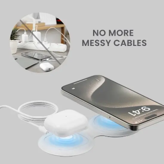 Travel Smart 2 Device Magnetic 15W Wireless Charger: Magnetic Mount, Cord Length 3 ft image {4}