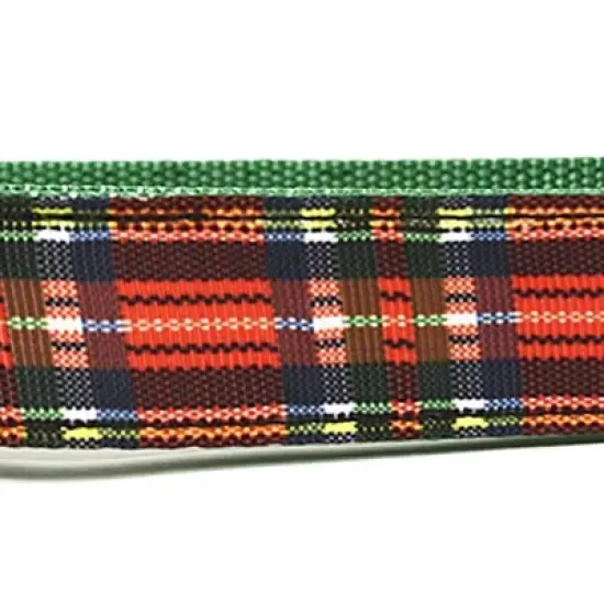 Midlee Red Plaid Christmas Nylon Ribbon Dog Collar image {2}