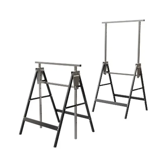 MaseiKar Heavy-Duty Adjustable Sawhorse Brackets 2 Pack, 2x4 Sawhorse Lifting Bracket, Stainless Steel Folding Sawhorse Stand, Workbench Support image {7}