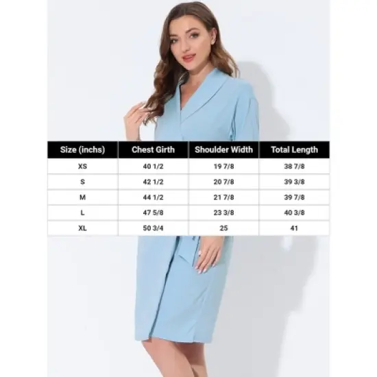 cheibear Womens Robe Knit Lace Trim Lounge Sleepwear Long Sleeve Bathrobe image {4}