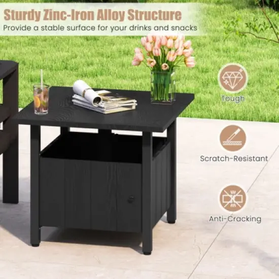 Tangkula 2PCS Outdoor Side Table w/ 1.89" Umbrella Hole Patio Umbrella Table Base Stand image {4}