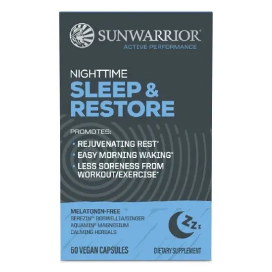 Night time Sleep & Restore Supplement Capsules, Sleep Aid for Better Rest, Supplement to Improve Sleep Quality & Restorative Health, Sunwarrior, 60ct image {3}