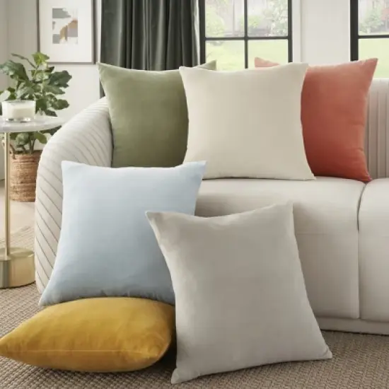 Mina Victory Sofia Solid Velvet Reversible Indoor Throw Pillow image {4}