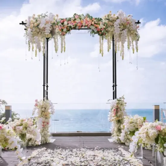 Tobuy Garden Arbor Decorative Metal Garden Arch w/ Trellises for Climbing Plant Vine Rose image {3}