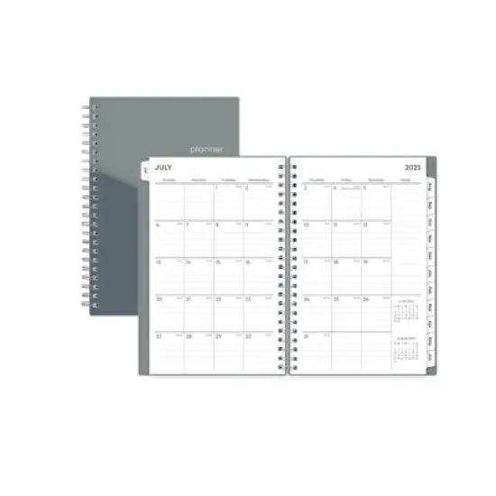 Blue Sky 5"x8" 2025-2026 Weekly/Monthly Wirebound Planner Gray Double Pockets image {3}