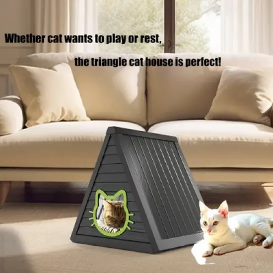 Yardgrace Indoor Outdoor Playful Cozy Triangular Cat Bed image {5}