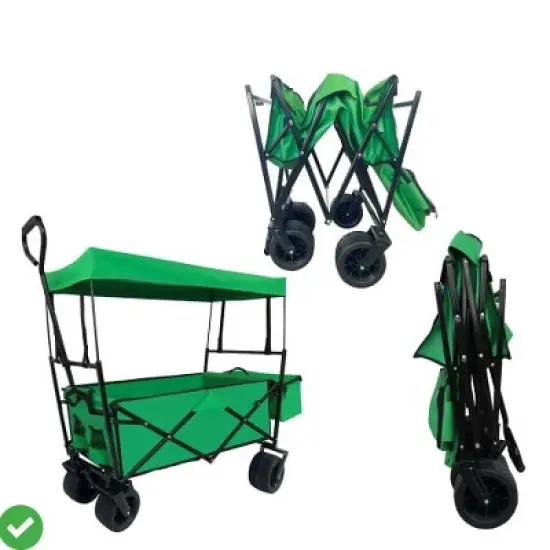 Collapsible Folding Wagon Cart w/ 7" All Terrain Wheels Heavy Duty Wagon Cart Grocery Wagon for Camping image {7}