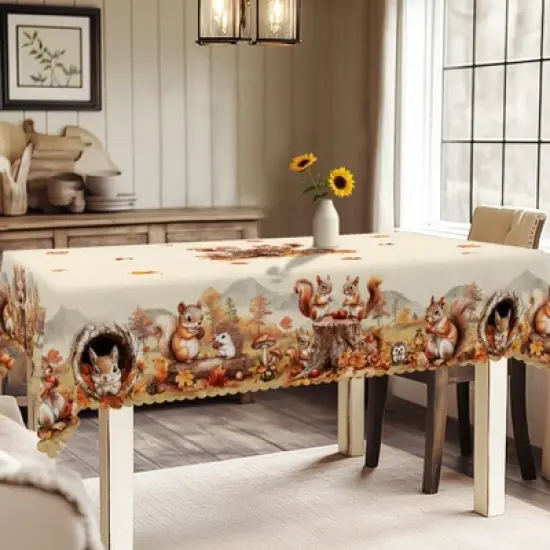 LOVEVOOK Thanksgiving Tablecloth, Fall Tablecloth, Pumpkin Table Cloth, Autumn Harvest for Christmas, Holiday, Birthday, Harvest image {4}