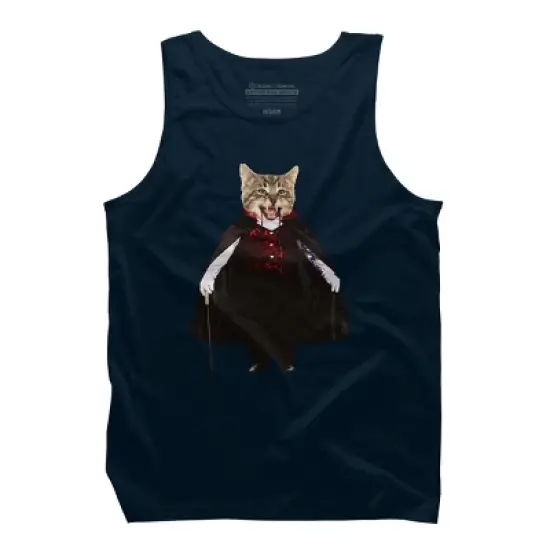 Men's Design By Humans Catcula Cat Kitten Dracula Cute Funny Halloween t shirt By JOHANNESART Tank Top image {3}