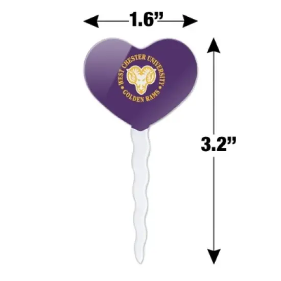 West Chester University Primary Logo Heart Love Cupcake Picks Toppers Decoration Set of 6 image {5}