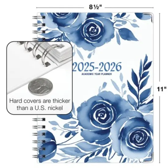 Global Printed Products Hardcover AY 2025-2026 Fashion Planner - 8.5"x11" (Blue Bloom) image {4}