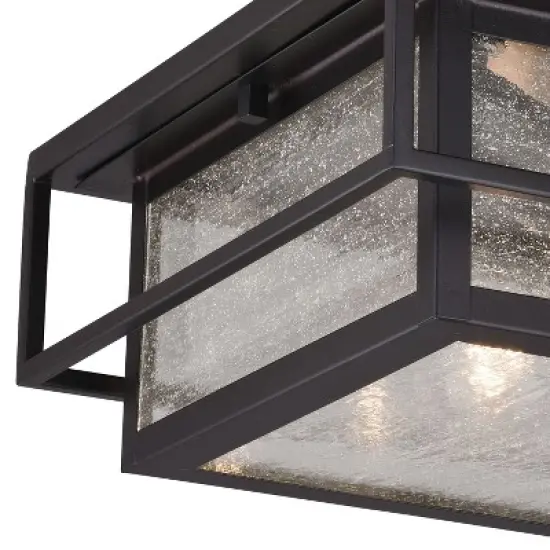 VAXCEL Hyde Park Bronze Mission Square Outdoor Flush Mount Ceiling Light Clear Glass image {8}