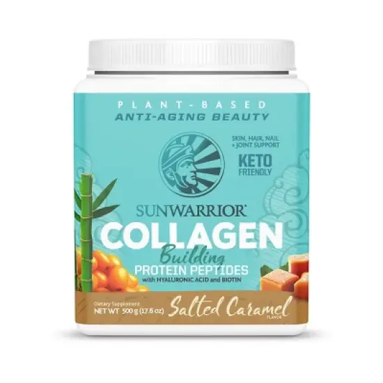 Sunwarrior Collagen Building Protein Peptides Powder, Plant-Based Collagen Protein with Hyaluronic Acid + Biotin, Unflavored or Salted Caramel, 500gm image {8}