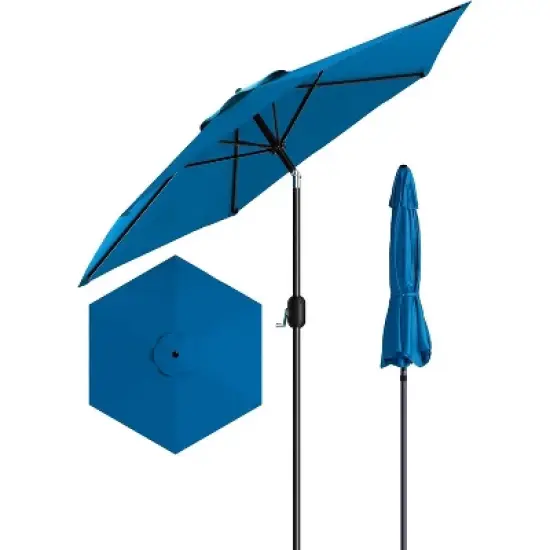 7.5FT Patio Umbrella with Tilt & Crank, 6-Rib UV Protective Canopy, Waterproof Outdoor Shade for Pool, Garden and Deck image {11}