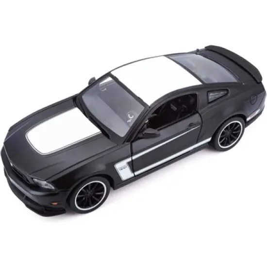 2012 Ford Mustang Boss 302 Matt Black and White 1/24 Diecast Model Car by Maisto image {3}