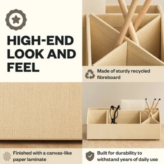 Bigso Elisa Desk Organizer with 7 Compartments &ndash; Durable Office Supply Caddy &ndash; Cream &ndash; 13x4.9x4.9in image {3}