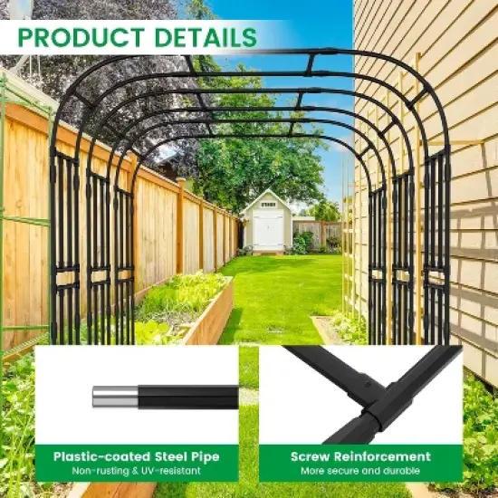 DoCred Garden Arch Trellis for Climbing Plants, 87'' H Large Garden Trellis OutdoorMetal Plant Support Trellis Archway Arbor Tunnel Trellis image {3}