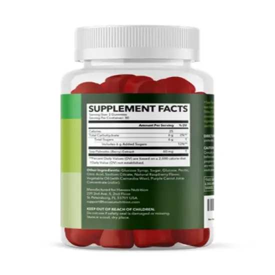Saw Palmetto Gummies, Raspberry Flavored, Havasu Nutrition, 60 or 120ct image {2}