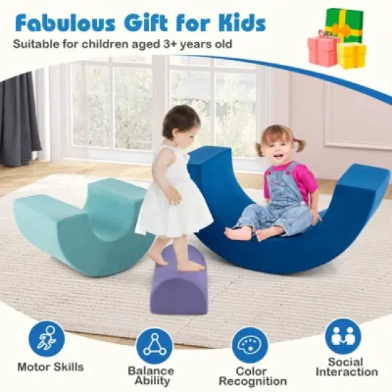 Costway Rainbow Arc Climber Playset Foam Climbing Blocks with Machine Washable Covers image {9}