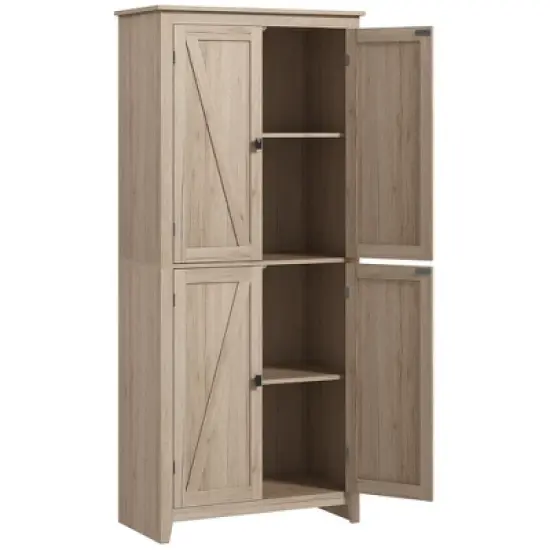 HOMCOM 72" Freestanding 4-Door Kitchen Pantry, Storage Cabinet Organizer with 4-Tiers, and Adjustable Shelves image {3}