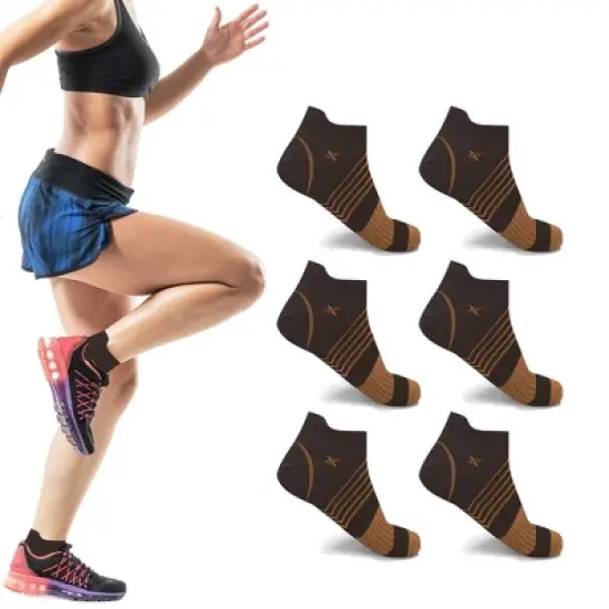 Extreme Fit Copper Compression Socks - Ankle High for Running, Athletics, Travel - 6 Pair image {1}