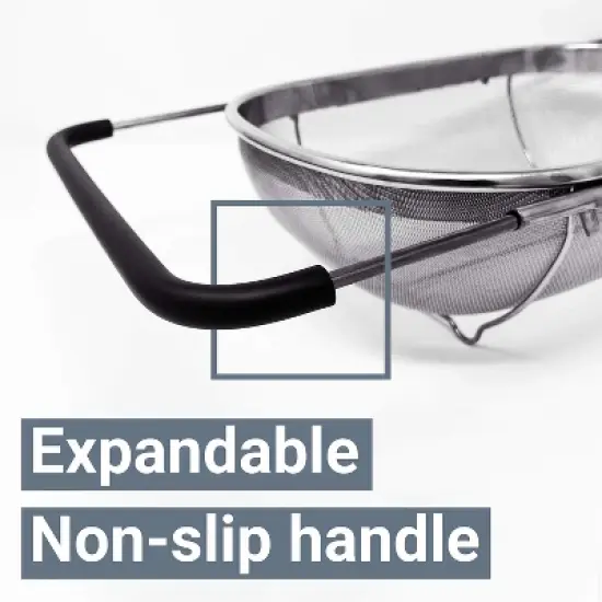 Over the Sink Colander Strainer Basket Stainless Steel, For Kitchen Sink with Rubber Grip, Fine Mesh, Large Kitchen Gadgets Tools image {5}