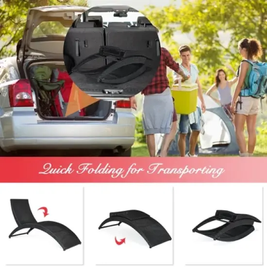 Costway Folding Patio Rattan Lounge Chair Chaise Cushioned Portable Garden image {3}