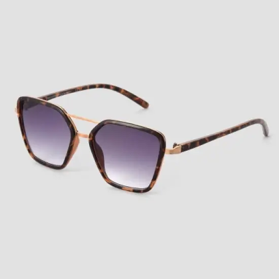 Women's Tortoise Shell Print Plastic Aviator Sunglasses - Universal Thread&trade; Gold image {1}