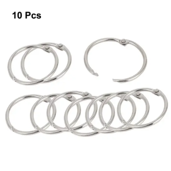 Unique Bargains Staple Book Binder 1.5" Outer Diameter Loose Leaf Ring Keychain 10 Pcs image {1}