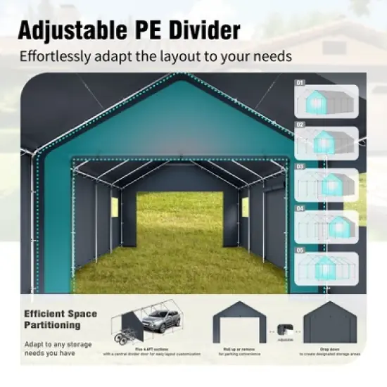 Captiva Designs Outdoor Portable Storage Shelter - Choose Between Two Spacious Garage Tents with Roll-Up Zipper Doors image {11}