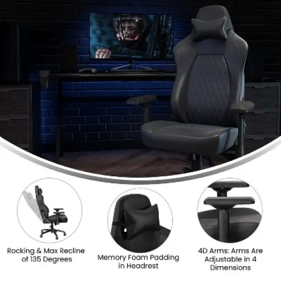 BlackArc High Back Adjustable Gaming Chair with 4D Armrests, Head Pillow and Adjustable Lumbar Support image {10}