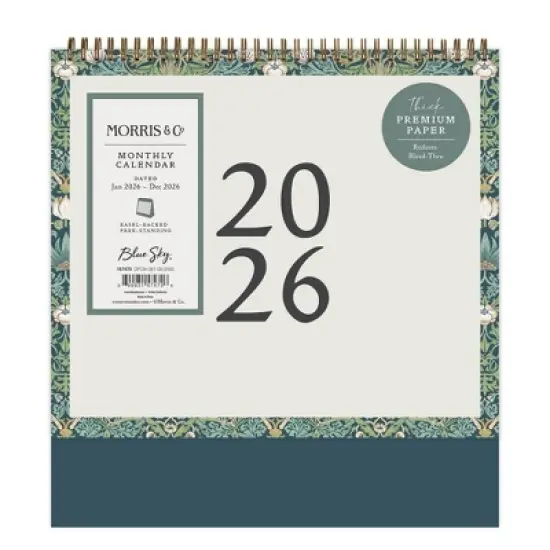Morris & Co. by Blue Sky 7.5"x6.25" 2026 Monthly Desk Calendar Multi Design image {2}
