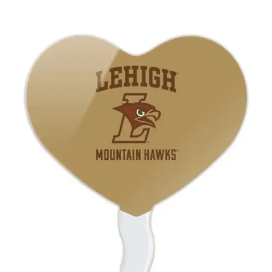 Lehigh University Mountain Hawks Logo Heart Love Cupcake Picks Toppers Decoration Set of 6 image {1}