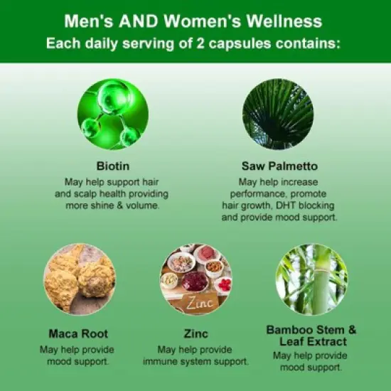 Mulittea Saw Palmetto 500mg Prostate Health Supplements, Hair Loss Prevention for Men and Women, 120ct image {5}