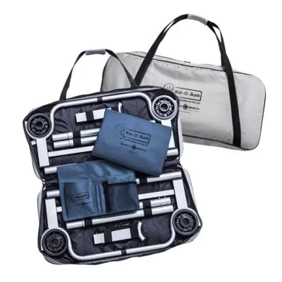 Disc-O-Bed Youth Kid-O-Bunk 62 x 28 Inch Portable Folding Bunked Double Camping Cot Bed with 2 Organizers and 2 Carry Bags, Navy Blue image {4}