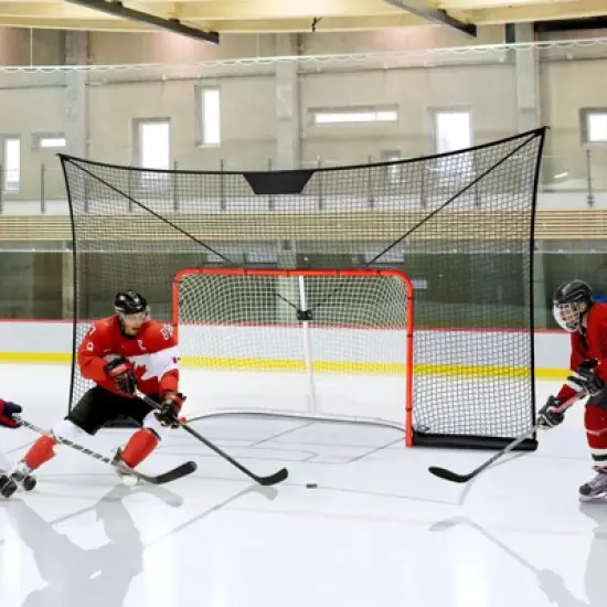 VEVOR Hockey Goal Backstop Net, Street Hockey Sports Backstop Netting, 12x7 FT Large Size Target Net, Black (Goal Frame Not Included) image {1}