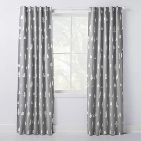 Blackout Curtain Panel Trees - Cloud Island Gray image {2}