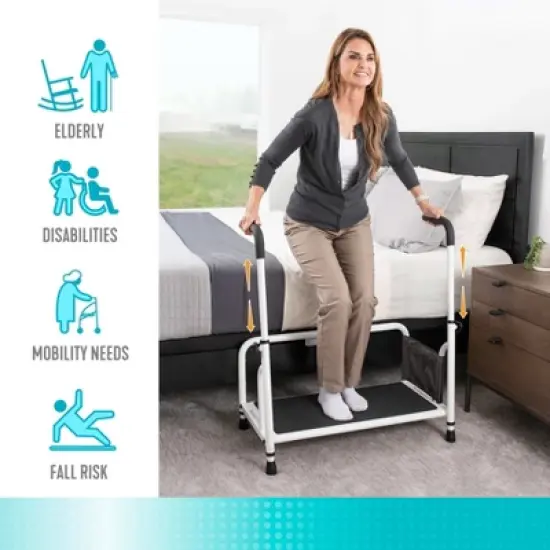 Stander Step Stool, Heavy Duty Bed Step with Adjustable Hand Rails image {6}