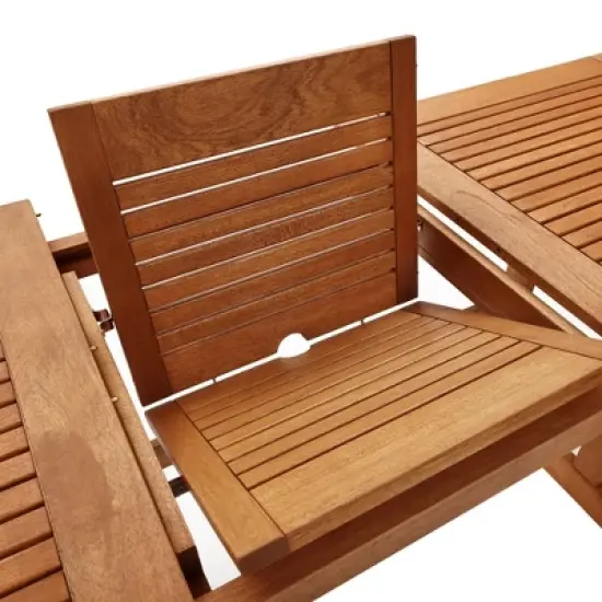 LuxenHome Carmel Solid Wood Extendable Outdoor Dining Table Brown image {8}