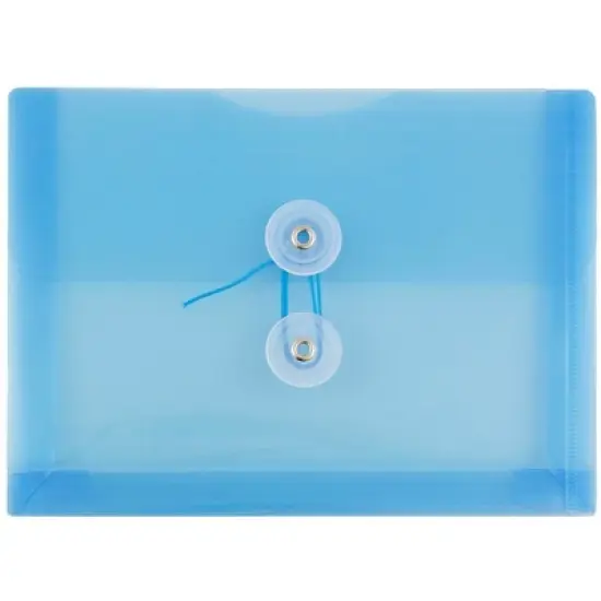 JAM Paper 5 1/4'' x 7 1/2'' 12pk Plastic Envelopes with Button and String Tie Closure, Index Booklet image {4}