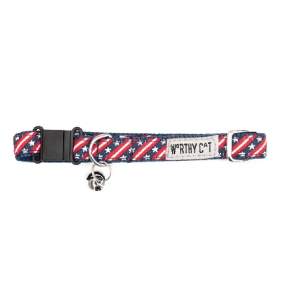 The Worthy Dog Bias Stars & Stripes Breakaway Adjustable Cat Collar image {2}