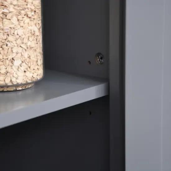 HOMCOM Kitchen Buffet Hutch Wooden Storage Cabinet with Framed Glass Door, Drawer and Microwave Space image {5}