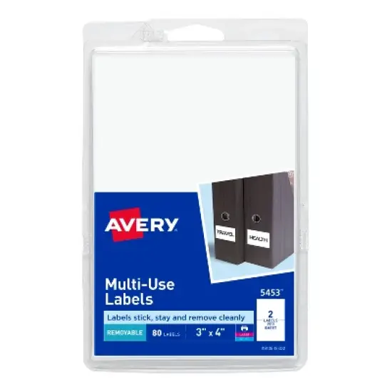 Avery Removable Labels, Removable Adhesive, 3" x 4", 80 Labels (5453) image {6}