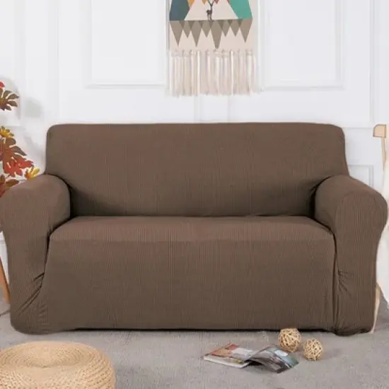 Home Mart Goods Taupe 3-Piece Set 4-Way Stretch Slipcover Sofa Loveseat & Armchair Cover Protector image {10}