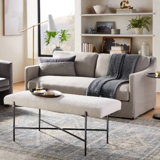 Clarkston Metal Base Upholstered Bench Cream Boucle - Threshold&trade; designed with Studio McGee image {1}
