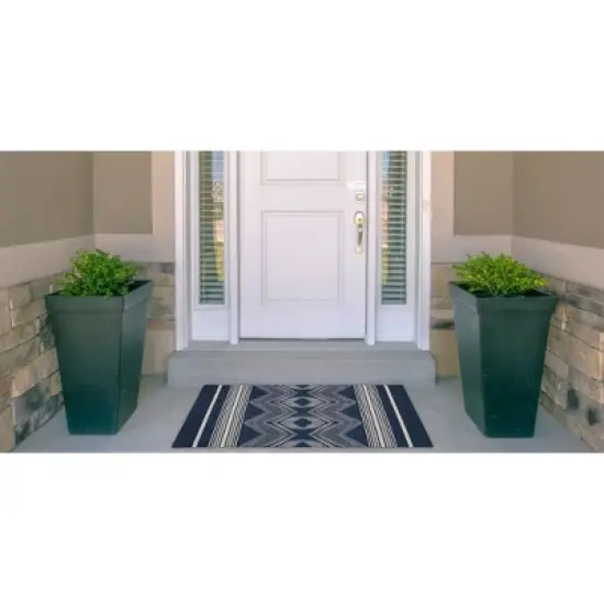 Lyerly Washable Outdoor Rug Navy/Ivory - Linon image {1}