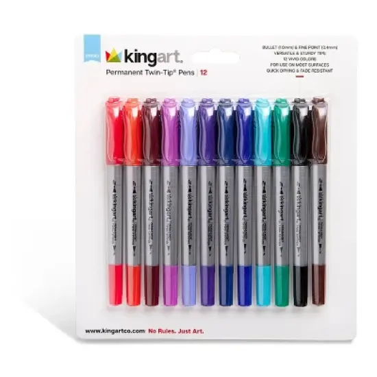 KINGART Permanent Twin-Tip&trade; Pens 12 Colors image {2}