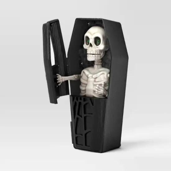 5" Light and Sound Skeleton in Coffin Halloween Decorative Prop Black - Hyde and EEK! Boutique&trade; image {2}