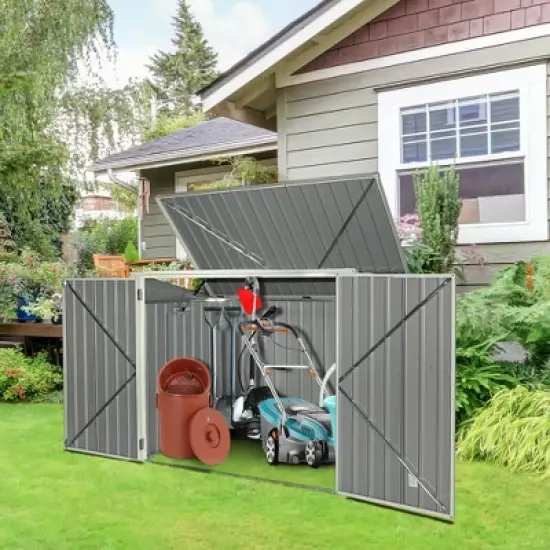 Costway 6x3FT Horizontal Storage Shed 68 Cubic Feet for Garbage Cans Tools Accessories image {2}