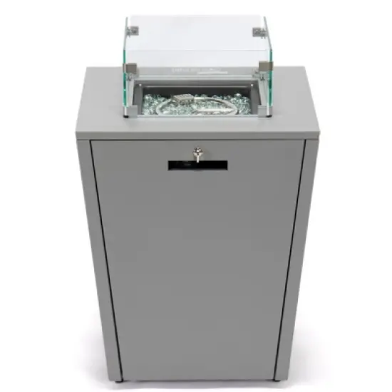 LeisureMod Marlin Modern Grey Aluminum Outdoor Patio Chaise Lounge Chair With Arms and Square Fire Pit Side Table image {5}